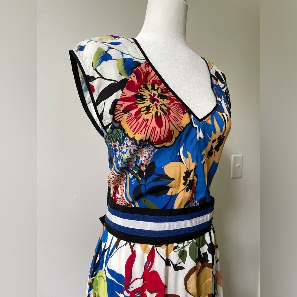 SFIZIO Colorful Floral Maxi Dress Size L Tall Sleeveless - Picture 4 of 10